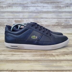 Lacoste Europa LCR BRZ Casual Low Top Lace-Up Sneakers Men's 10.5 Blue Leather